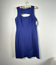 Guess Women Cut Out Sheath Dress Size 14 Blue Sleeveless Lined Back Zip New $118