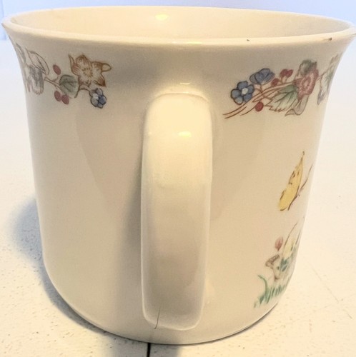 Vintage Trisa Fine Porcelain BAVARIA GERMANY Childs 2 Handle Mug Bunnies, Kitten - Picture 2 of 6