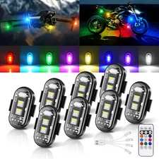 8Pcs RGB LED Strobe Lights, Flashing Emergency Warning Light For Motorcycle Bike