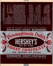 Vintage Hershey's Pennsylvania Dutch Sweet Chocolate Candy Bar Label Wrapper