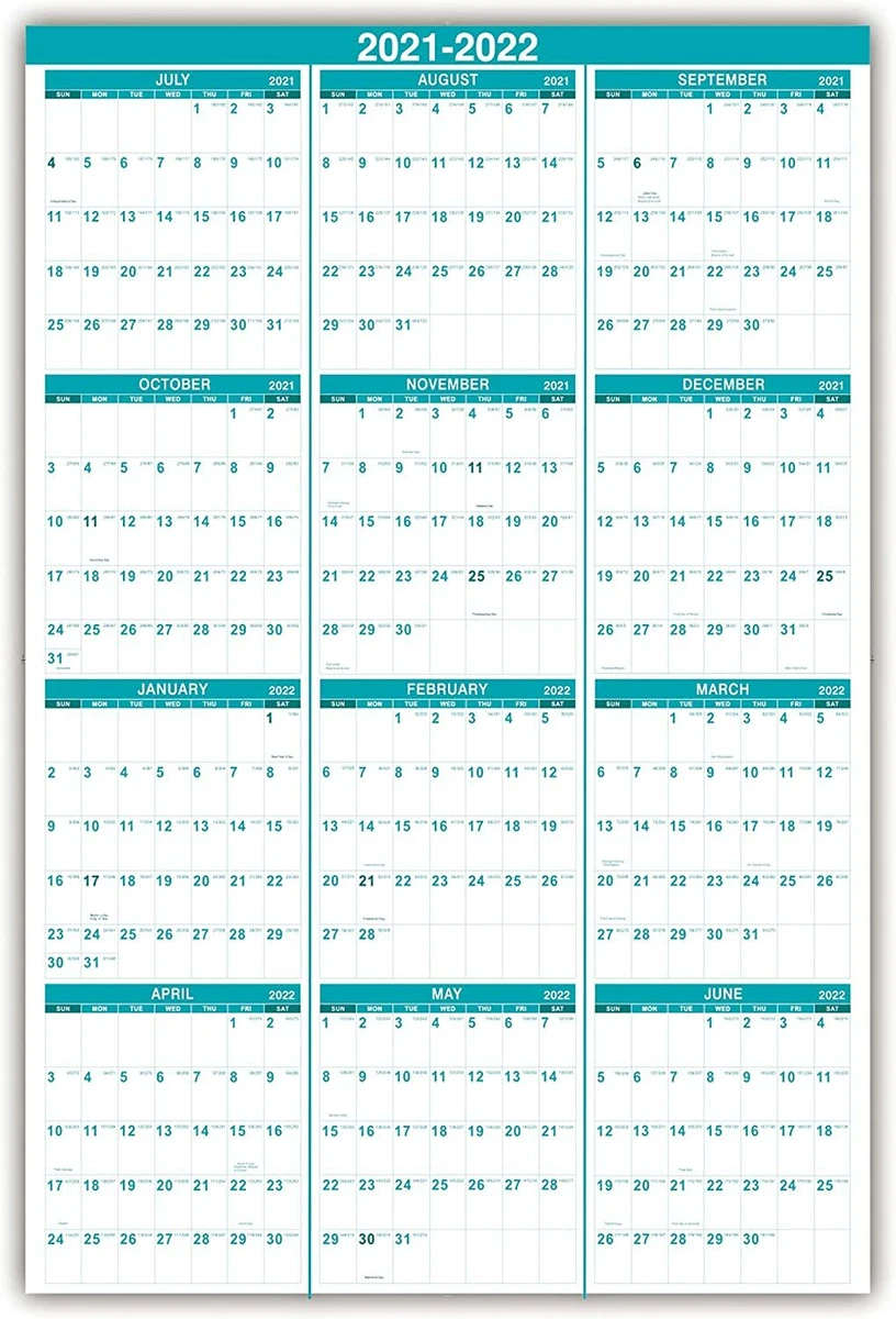 2021 2022 Yearly Wall Calendar 2021 2022 Wall Calendar with