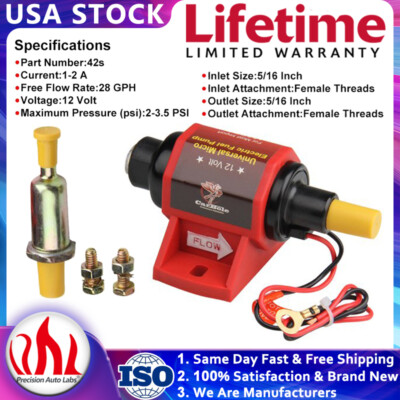 #ad 42S Universal Micro Electric Fuel Pump 2 3.5 PSI Low Pressure Gasoline Only 12V $24.99