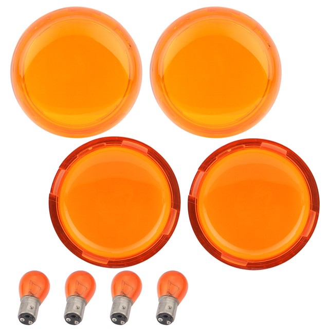 4pcs Bullet Turn Signal Lenses Front & Rear with Bulbs For Harley