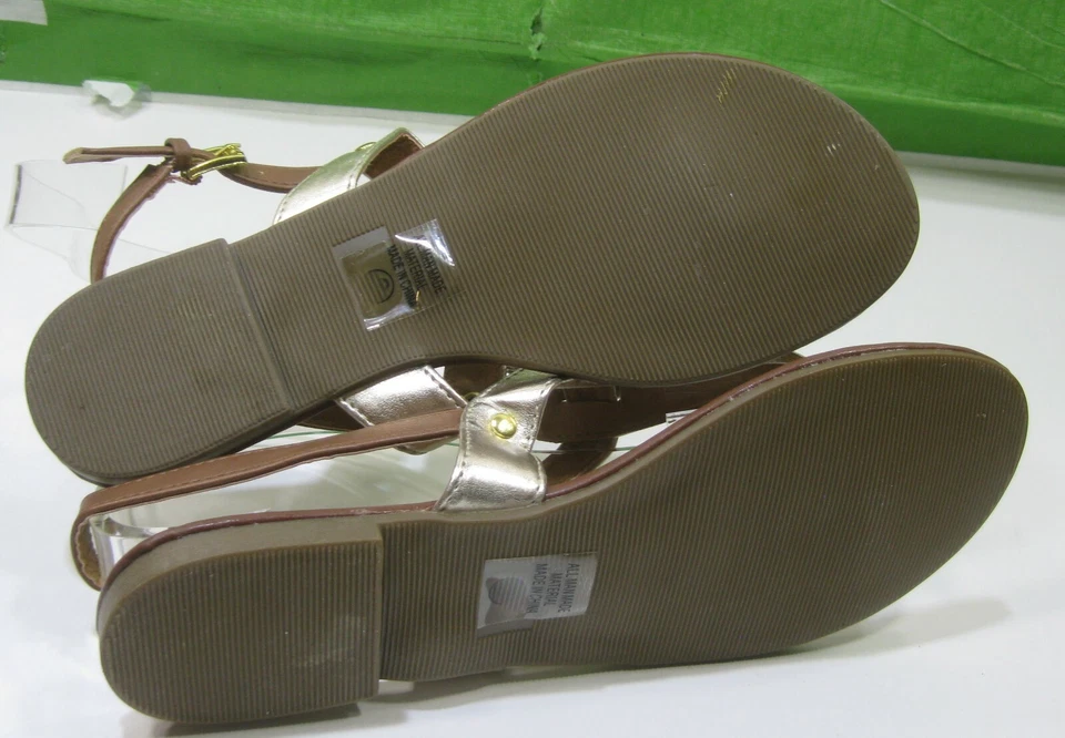 Nuevo señoras DORADO/MARRÓN Verano Sandalia Zapatos MUJERES Talla 7.5 Foto 4 de 4