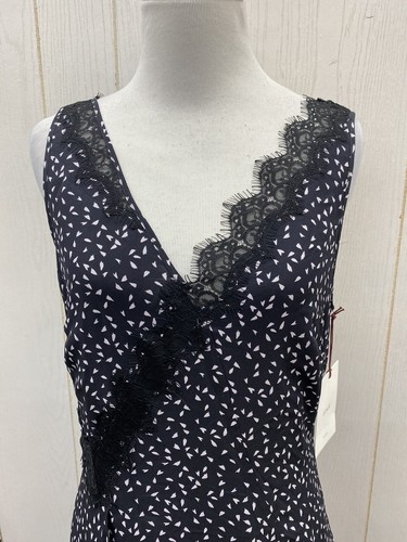 Abito da notte Jane Lewit taglia 4 scuro navy 100% seta NUOVO al dettaglio $379 - Foto 2 di 6