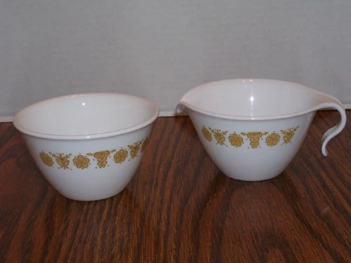 Vintage Corelle by Corning Butterfly Gold Creamer & Open Sugar Bowl Set
