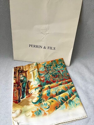 Vintage Silk Châles foulard écharpe Scarf PERRIN & FILS TORRENTE Versace Celine 