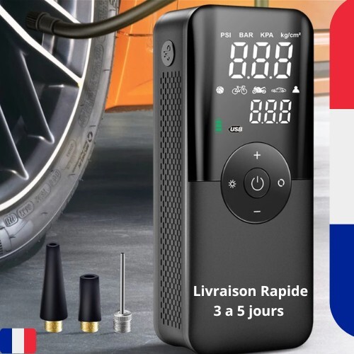 Compresseur d'air portable 12V 94 PSI sans fil rechargeable avec batterie 2000mAh