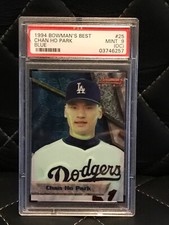 1994 Bowman's Blue Refractor #25 LA Dodgers Chan Ho Park 1st Korean Rookie PSA 9