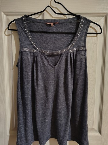 Juicy Couture -Women's Keyhole Tank -Sz Small Studded Neckline - Blue Gray