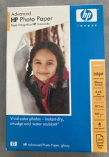 HP Advanced Photo Paper Inkjet Glossy 4" x 6" 100 Sheets Q7906A NEW