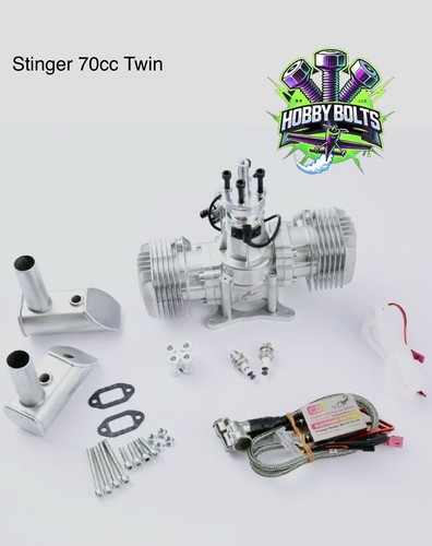 Stinger 70cc Twin RC Plane 2Stroke Gas Engine With Exhaust. RCGF, Hobby Bolts - Picture 4 of 6