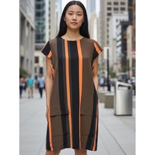 Madewell Broadway & Broome Bold Stripe 100% Silk Shift Mini Dress SZ Small