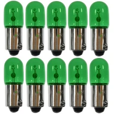 44, 6.3V .25A T3 1/4, Small Bayonet Base Lamp Light Bulb - Green - Box of 10