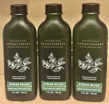 3 X New Bath  Body Works EUCALYPTUS  SPEARMINT MOISTURIZING BODY OIL 4 fl.oz.