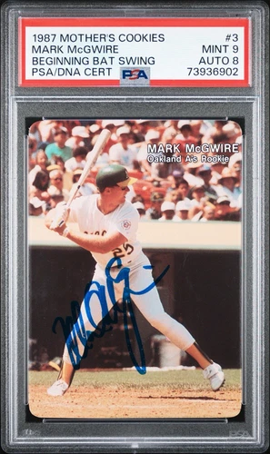 IP AUTO 1987 Mother's Cookies #3 Mark McGwire Beginning Bat Swing Rookie PSA/DNA