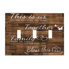 Vintage Brown Wood Grain Retro Farmhouse 3 Gang Light Switch Cover Decorative...