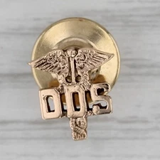 Dentist Tie Tac Lapel Pin 14k Yellow Gold DDS Caduceus