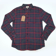 Original Weatherproof Vintage Luxe Flannel Shirt Men's Small Blue Gray Red Plaid