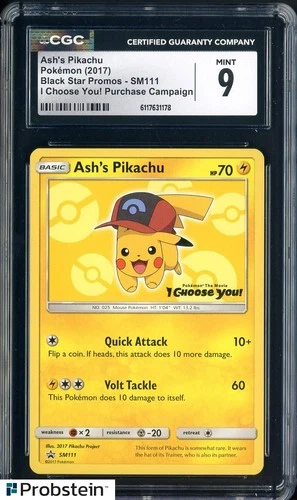 2017 Pokemon Black Star Promos SM111 Ash's Pikachu I Choose You! CGC 9 MINT #1