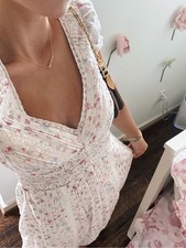 LoveShackFancy Suvi Pink Floral Lace Sweetheart Coquette Cottagecore Midi Dress