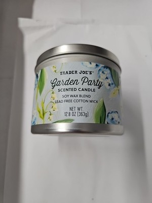Trader Joe s GARDEN PARTY Soy Candle 12.8Oz Ltd Ed Lead Free Cotton Wicks Joes