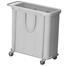 Large Laundry Basket with Wheels, Tall 3 Section Laundry 200L Silver Gray