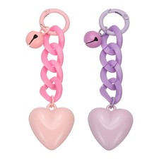 2Pcs Plastic Cute Heart Keychain for Women for Handbag Pink/Purple 