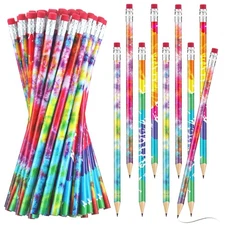 48 Pieces Tie Dye Pencils Bulk Fun Colorful Rainbow Cool Wood Gradient Pencil...