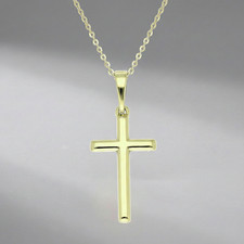 Collier - Pendentif - Croix - Vermeil  - 14 Carats – Élégance Intemporelle - 45