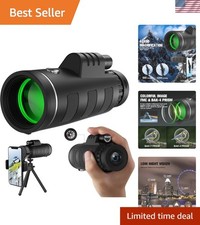 40x60 High Definition Monocular Telescope with Smartphone Adapter, Prism FMC ...