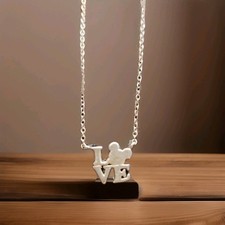 Sterling Silver Vintage Mickey Mouse Love Necklace