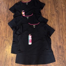 Scrubstar 3 Women's Black V Neck Short Sleeved Scrub Top Shirt Size L/XL