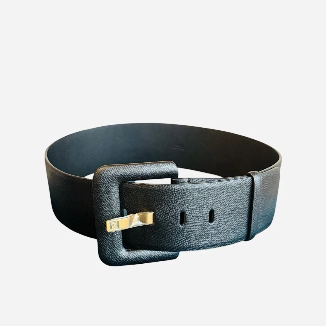 Fendi Forever Black Wide Leather Belt Size 85cm/34in (Medium) NWOT Fendi Wide Belts for Women for sale | eBay main image 3