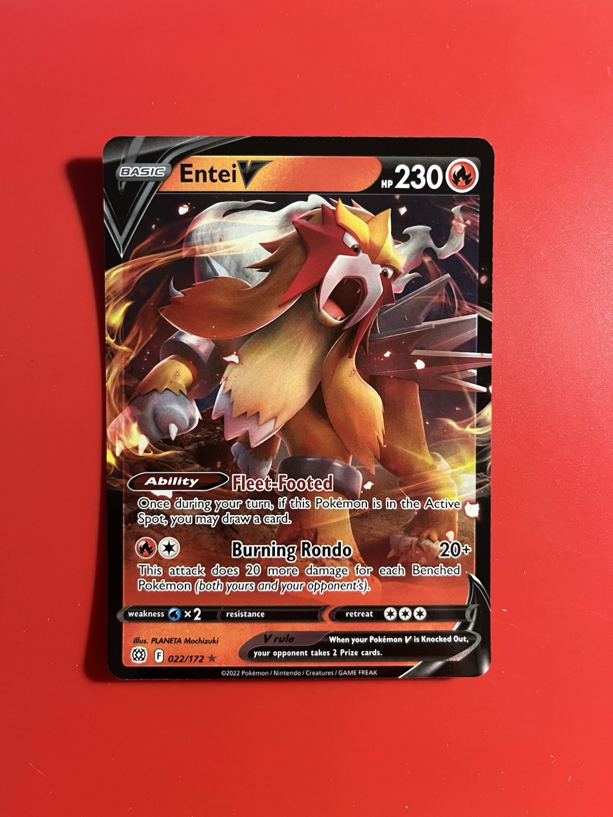 Entei V 22/172 Brilliant Stars Holo Rare Pokemon Card