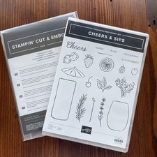 Stampin Up CHEERS SIPS Stamps Dies Bundle Summer Vacation Drinks Patio Party