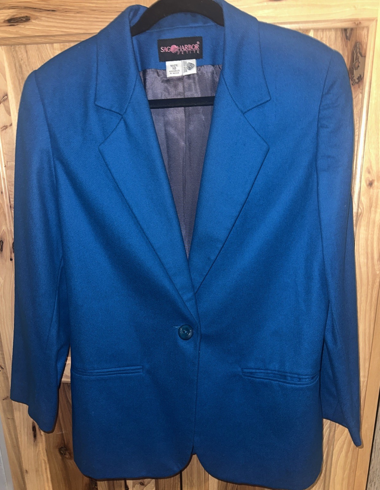 Vintage 100percent Wool Blazer!!! Teal Blue!  1 Button Jacket With Pockets - Slay! 10P
