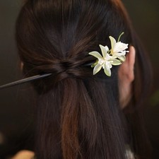 Wood Magnolia Hair Stick Chinese Style Vintage Hairpin Qipao Hair Accessory
