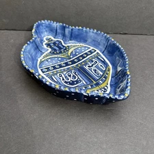 JUDAICA CENTRUM Festival of Lights Dish Nanette Vacher Trinket Blue Christmas