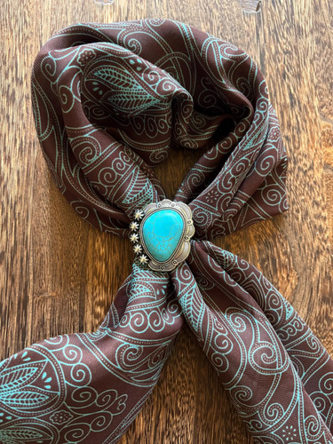 Bufanda de trapo salvaje hecha a mano con imitación de plata y flor turquesa, clip mediano - Imagen 4 de 6