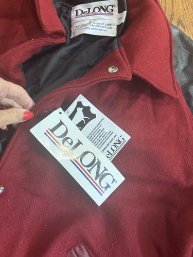 Giacca Letterman Vintage DeLong Taglia Large Varsity Lana Pelle Nuova con etichette - Foto 3 di 5