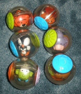Fisher-Price Roll A Rounds Sensory Balls Baby Lot of 6 Plane Hippo Dog Penguin