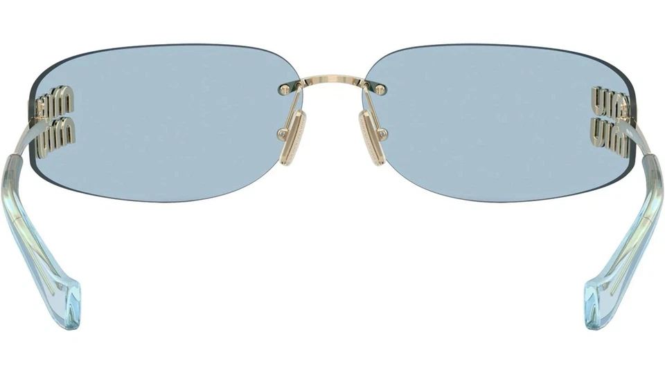 Gafas de sol envolventes Miu Miu MU A51S ZVN10P doradas azules claras para mujer AUTÉNTICAS Foto 4 de 4