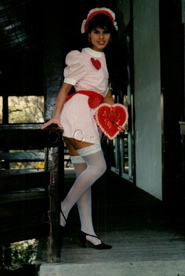 Semi Nude 1980s-90s Vintage real Photo- Woman- Stockings- Nurse- Valentine #2