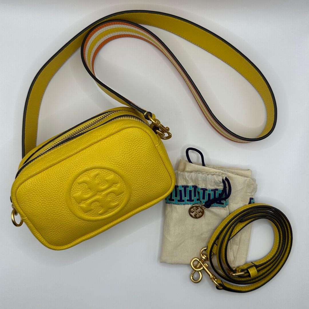 Tory Burch Perry Bombe Camera Bag Shoulder Bag Leather Yellow Women's From Japan