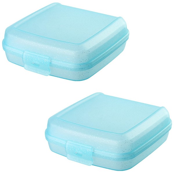 2X Lunchbox Vesperdose Brotdose Plastikdose FüR Kinder Bpa-Frei TüRkis-image