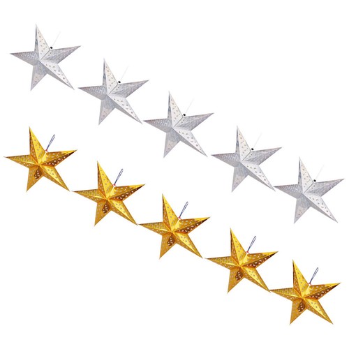  10 Pcs Hanging Stars Decorations Paper Lanterns Lampshade Shades Ceiling - Zdjęcie 1 z 12