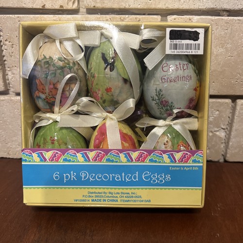 EASTER EGGS FOR DECOR/TREE 6 Pack Decorated New - Picture 8 of 8