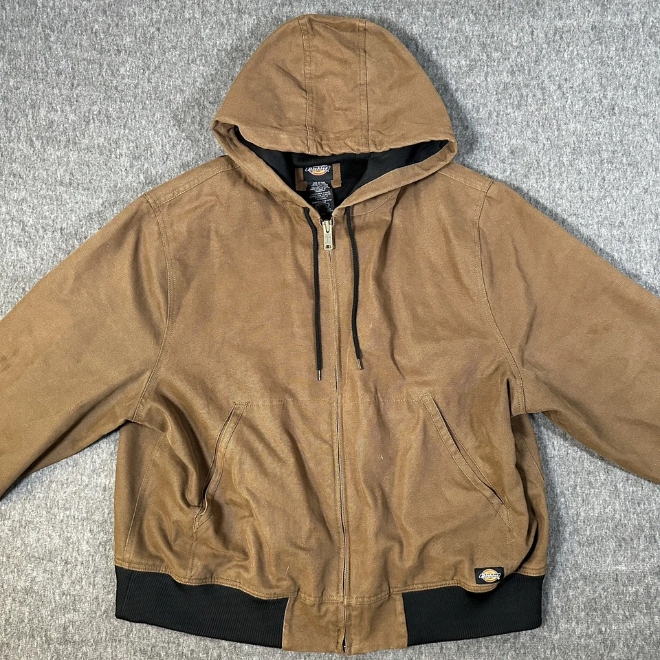 Men's Cotton Duck Jacket Size XXL Tan Insulated Sanded Coat Dickies 2XL New - Image 2 of 4