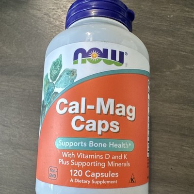 NOW Cal-Mag Caps Vitamins D & K2 + Zinc Non-GMO 120 Capsules